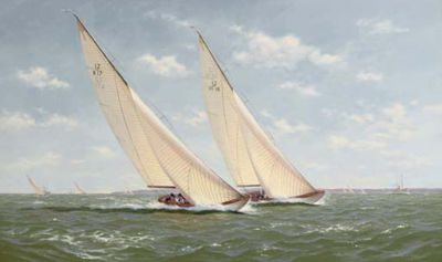 The America's Cup, 1958: Columbia to windward of Sceptre