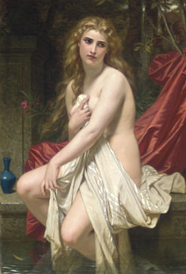 Susannah at her Bath by Hugues Merle - Auction record, sale price, and art valuation. Compare with similar artists and explore comparable artworks.