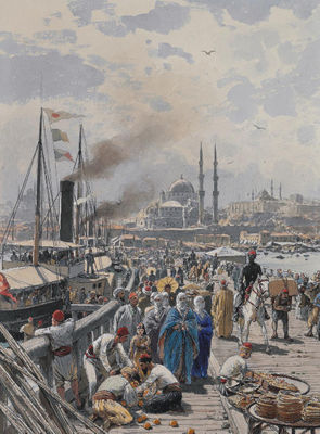 The Old Galatea Bridge connecting Karakoy to Eminonu Over the Golden Horn, Istanbul
