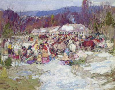 Sample artwork by Leon Gaspard (1882 - 1964), known for figure, street-landscape, and genre painting - View similar artists and auction records