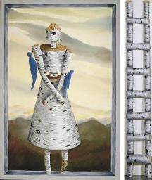Self Portrait in Adirondacks: a painting and a painted ladder