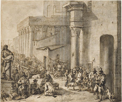 A street market behind a church, a harbor in the distance by Hendrick Verschuring - Auction record, sale price, and art valuation. Compare with similar artists and explore comparable artworks.
