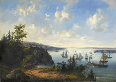 An Amercian port view said to be San Franciso harbor