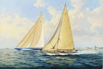 Endeavour and Ranger racing in the 1937 Cup Trials