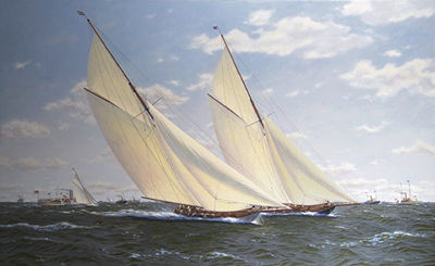 Vigilant and Valkyrie II racing off Rhode Island, 1893