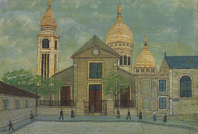Sample artwork by Louis Vivin (1861 - 1936), known for naive style painting, architectural paintings, buildings in cities and landscapes - View similar artists and auction records