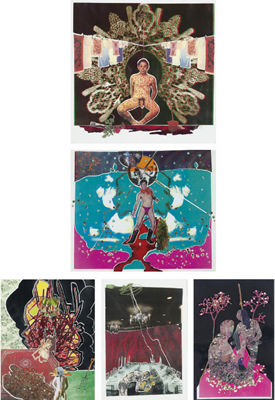 VICTORY, CLOTHESLINE MANDALA AND SPILLS, I HEAR RAIN, SALIVA LIKE DIAMONDS, AN EVENING OF BABIES BREATH AND CANDLES (5 WORKS)