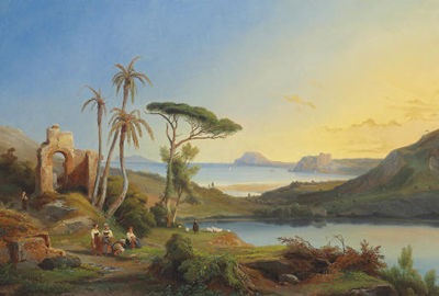 VUE DU CAP MISENE ET DU LAC D'AVERNE (PRES DE NAPLES)