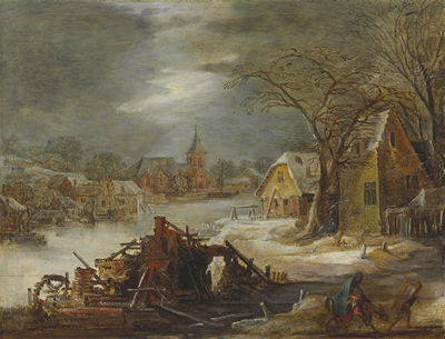 A winter landscape with the Flight into Egypt