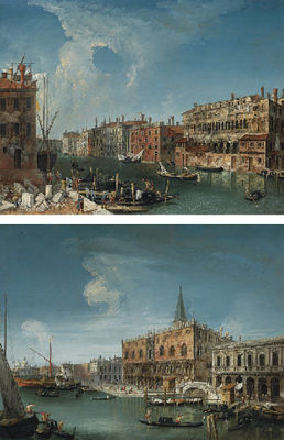 A stonemason's yard on the Grand Canal, Venice, with a view of the Palazzo Ca'Tron, the Palazzo Belloni Battagia, the Fondaco del Megio and the Fondaco dei Turchi; and The Ducal Palace with the Campanile, the Libreria and Santa Maria della Salute beyond by Michele Giovanni (Michiel) Marieschi - Auction record, sale price, and art valuation. Compare with similar artists and explore comparable artworks.
