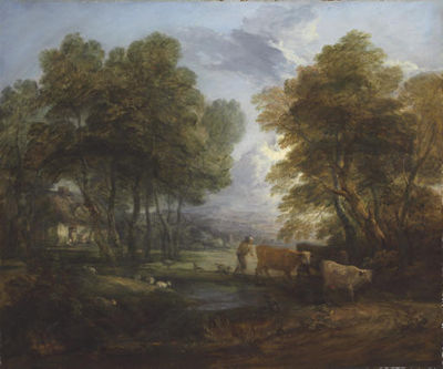 A wooded landscape with a herdsman, cows and sheep near a pool by Thomas Gainsborough - Auction record, sale price, and art valuation. Compare with similar artists and explore comparable artworks.