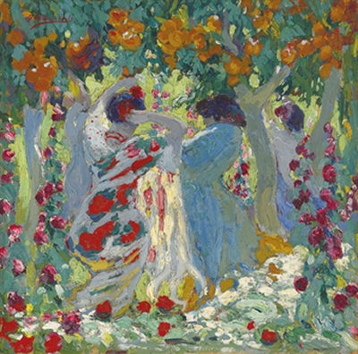 Femme sous les orangers