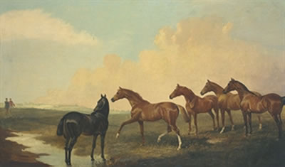 Horses in an extensive landscape with figures beyond by James Lynwood Palmer - Auction record, sale price, and art valuation. Compare with similar artists and explore comparable artworks.