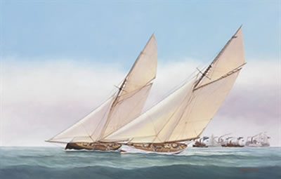 Close Matched, The America's Cup Yachts Puritan and Genesta during the 1885 America's Cup Challenge races