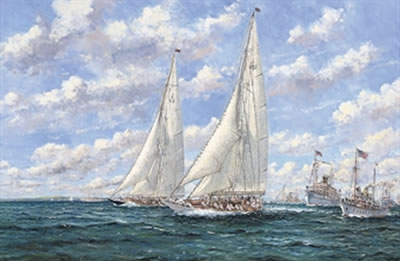 ENDEAVOUR AND RAINBOW NECK AND NECK, THE AMERICA'S CUP 1934