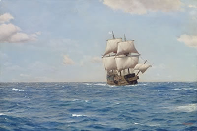 Sample artwork by Horacio Garcia (1878 - 1942), known for paintings of historic sailing ships - View similar artists and auction records
