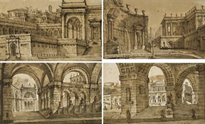 FOUR STUDIES FOR STAGE DESIGNS (4) by Pietro Gonzaga - Auction record, sale price, and art valuation. Compare with similar artists and explore comparable artworks.