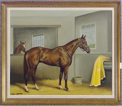 A horse in a stall