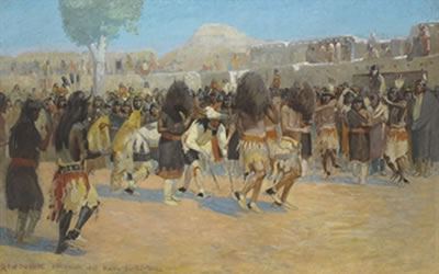 Sample artwork by Edwin Willard Deming (1860 - 1942), known for indian, western genre and animal painting, camouflage artist, panorama - View similar artists and auction records