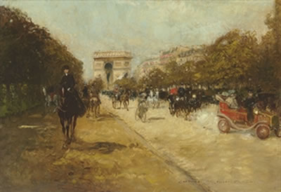 The Arc de Triomphe seen from the Avenue Foch, Paris
