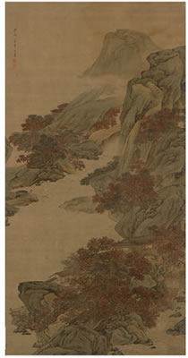 Fisherman in Autumn Landscape