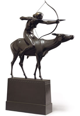 A BRONZE FIGURE OF DIANA, 1900