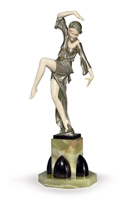 AUTUMN DANCER' A COLD-PAINTED BRONZE AND IVORY FIGURE, CIRCA 1925