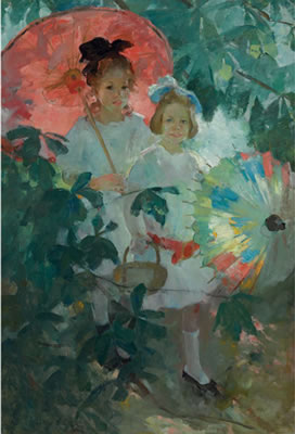Children with Japanese Parasols