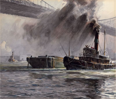 New York Harbor Under the Manhattan Bridge