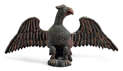 A CARVED AND PAINTED SPREAD-WINGED EAGLE
