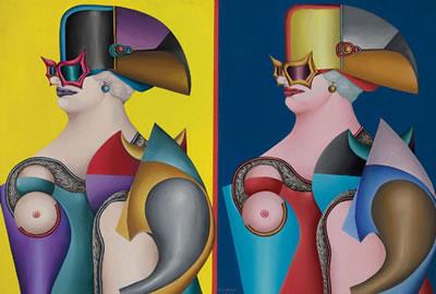 Double Portrait by Richard Lindner - Auction record, sale price, and art valuation. Compare with similar artists and explore comparable artworks.