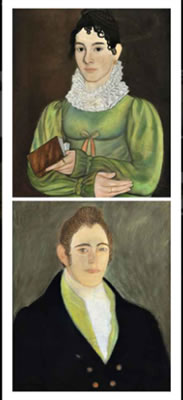 A Pair of Portraits of George McDowell and Phoebe Morris McDowell, Monroe Township, New Jersey