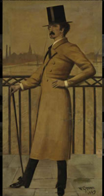 James Abbott McNeill Whistler on the widow's walk at his house in Lindsey Row, Chelsea