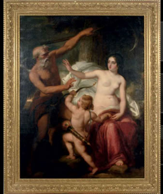 Cupid imploring time to spare beauty
