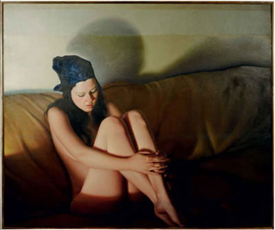 Untitled (Seated nude wearing a bandana)