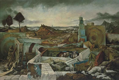 Surreal Landscape by Samuel Bak - Auction record, sale price, and art valuation. Compare with similar artists and explore comparable artworks.