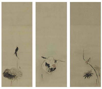Swallow and Lotus, Hotei, Sparrow and Bamboo (3) by Kano Tanyu - Auction record, sale price, and art valuation. Compare with similar artists and explore comparable artworks.
