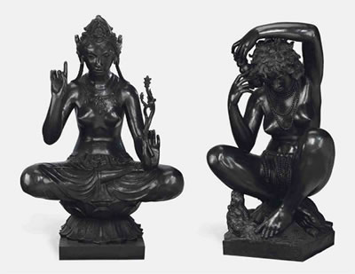 TWO PATINATED BRONZE SCULPTURES OF ASIA AND OCEANA, DESIGNED 1927 by Tore Strindberg - Auction record, sale price, and art valuation. Compare with similar artists and explore comparable artworks.