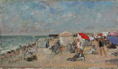 L'homme qui lit le journal, sur la Plage de Deauville