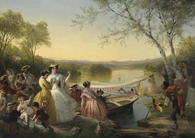 Reminiscences of Lake Mahopac--Ladies Preparing for a Boat Race