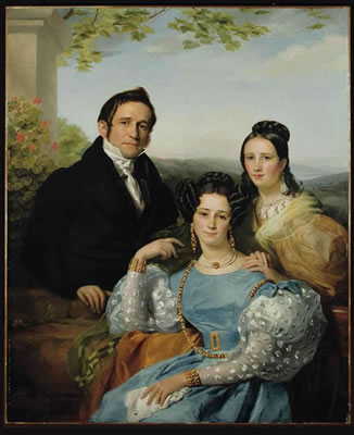 Portrait of Théodore Joseph Jonet and his two daughters