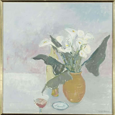 Flowers with wine glass