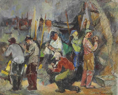 Mending the Nets by William Meyerowitz - Auction record, sale price, and art valuation. Compare with similar artists and explore comparable artworks.