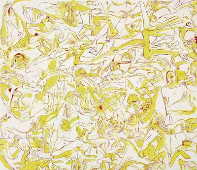 Tighter Flocky with Green Yellow by Sue Williams - Auction record, sale price, and art valuation. Compare with similar artists and explore comparable artworks.