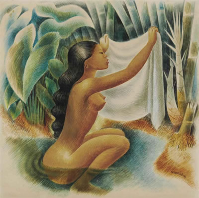 Bather Holding Up Her Kemban