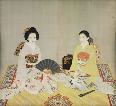 Shukujo (Elegant ladies), 1931 --two panel screen