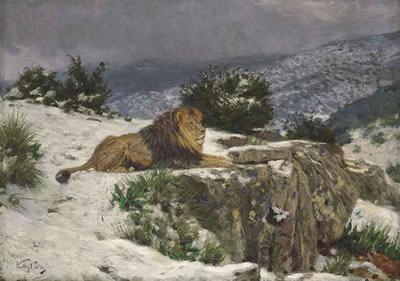A Lion in the Snow