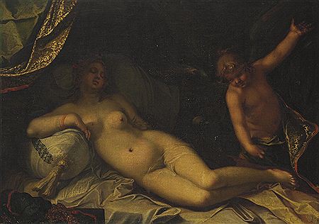 A mythological scene, perhaps Venus and Cupid