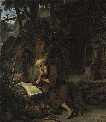 A hermit praying