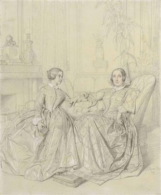 Comtesse Charles d'Agoult, née Marie d'Agoult, and her daughter Claire d'Agoult